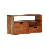 meuble tv  banc tv armoire de rangement 80x30x42 cm bois d'acacia solide meuble pro frco76715