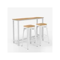 table haute industrielle + 2 tabourets de bar tolix bois blanc trenton ahd amazing home design