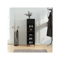 armoire à chaussures noir 30x35x105 cm bois d'ingénierie