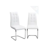 lot de 2 chaises salle a manger simili cuir et chrome maxi ( blanc ) 230
