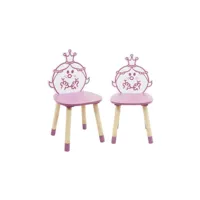lot de 2 chaises enfant collection monsieur-madame - madame princesse. rose