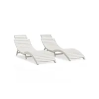 2 pcs bains de soleil - transats - chaises longues blanc 184x55x64 cm bois massif d'acacia pewv55023 meuble pro