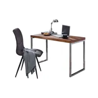 finebuy bureau bois massif 120 x 76 x 60 cm table d'ordinateur  table console style maison de campagne  meubles en bois naturel bureau d'angle  table de bureau avec des jambes en métal