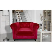grand fauteuil chesterfield velours rouge