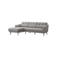 canapé d'angle gauche 3 places en tissu gris et pieds en bois - lorna 60287419