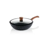 westinghouse - poêle wok 30 cm - avec couvercle - marbre noir wccw0085030mbb
