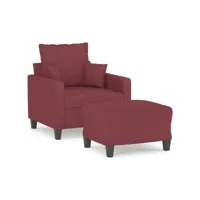 fauteuil avec repose-pied, fauteuil de relaxation, chaise de salon rouge bordeaux 60 cm tissu fvbb56679 meuble pro