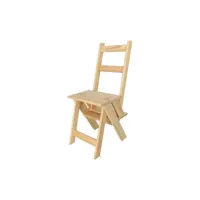 chaise échelle pliante en bois fini sans vernis 39x53x91 cm