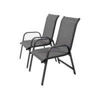 fauteuil jardin alu-textilène porto - phoenix - gris foncé - lot de 2