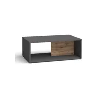 table basse 110x60x41cm moderne de haute qualité couleur: graphite mat et chêne artisan foncé mona