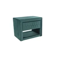 azurru - table de chevet orginale avec étagère - dimensions : 40x50x35 cm - rembourrage en velours - tiroir pratique - vert
