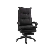 homcom fauteuil de bureau direction massant hauteur réglable dossier inclinable repose-pied intégré toile de lin noir