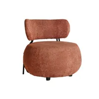 fauteuil en coton bouclé bordeaux 75x76x76 cm