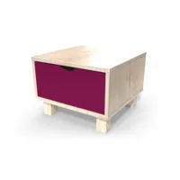 table de chevet bois cube + tiroir  vernis naturel,prune chevcub-vpr