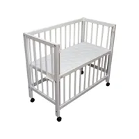 lit bébé à barreaux cododo en hêtre massif blanc 40x90 cm 100022