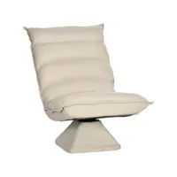 fauteuil relax grand confort pivotant inclinaison réglable 5 niv. épais garnissage mousse haute densité tissu velours microfibre beige