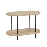 table d'appoint eli 2 etages bois de manguier/fer naturel/gris