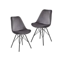 finebuy ensemble de 2 chaises de cuisine en velours avec pieds noirs  chaise shell design scandinave  chaise rembourrée avec revêtement en tissu  chaise rembourrée