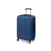 valise moyenne taille 68cm, valise de voyage, rigide e légère abs valise de voyage à roulettes valises, 4 doubles roues, 68x45x26cm, bleu foncé