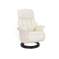 fauteuil de relaxation design avec pouf intégré - cosy - cuir blanc
