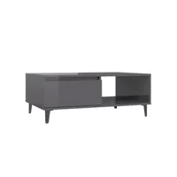 table de salon gris brillant 90x60x35 cm aggloméré