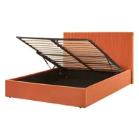 lit avec coffre en velours orange 140 x 200 cm vion 323466