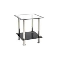 table d'appoint coloris inox- noir en métal - l 40 x p 40 x h 46 cm -pegane- pegane