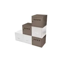 cubes métal 3 portes 3 tiroirs blanc/taupe