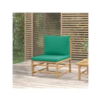 canapé central de jardin canapé relax - banc de jardin avec coussins vert bambou meuble pro frco37442