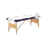 table de massage pliable 3 zones lit de massage  table de soin bois blanc et violet meuble pro frco83504