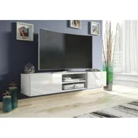 3xeliving meuble tv demi 2 15 160 cm blanc blanc brillant, largeur: 120cm, profondeur: 35cm, hauteur: 30 cm.