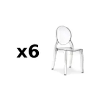 lot de 6 chaises médaillon impératrice style louis xvi en polycarbonate transparent 20100860265