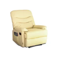 fauteuil de relaxation massant astan hogar manuel crème cuir synthétoqie