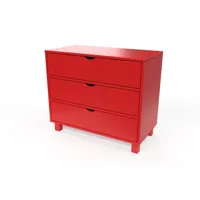 commode bois 3 tiroirs cube  rouge comcub-red