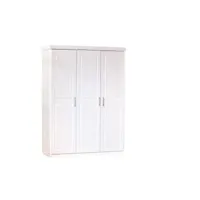 armoire magnus fonctionnelle 3 portes 5 niches et penderie en bois massif blanc