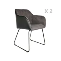 lot de 2 fauteuils de table industriel memphis - gris
