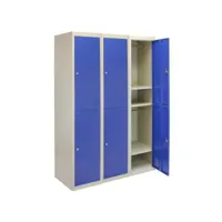 3 x casiers de rangement en métal - deux portes, bleu - a plat 24120