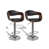 lot de deux tabourets de bar design chaise siège avec dossier cuir synthétique noir helloshop26 1202186