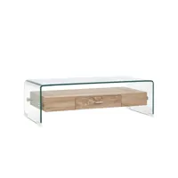 table basse table de salon  bout de canapé clair 98 x 45 x 31 cm verre trempé meuble pro frco57169