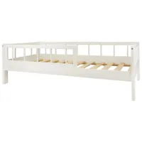 lit d'enfant en bois naturel style scandinave 160x80cm avec barrières : confort et sécurité réunis - blanc