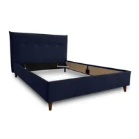 dali - cadre de lit - 160x200 - en velours - best mobilier - bleu marine