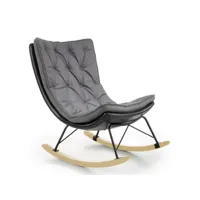 rocking chair design avec structure en métal noir et bois massif imagine 389