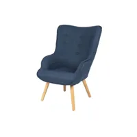 fauteuil noor avec pieds en bois - bleu denim