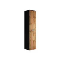 armoire de rangement de venus hauteur 160cm noir, chene - meuble de rangement haut placard armoire colonne