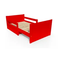 lit évolutif enfant avec tiroir bois 90 x (140,170,200) rouge evol90-red