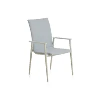 chaise de jardin aluminium blanc-bleu - tias - l 61 x l 63 x h 95 cm - neuf