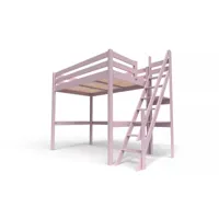 lit mezzanine bois avec escalier de meunier sylvia 120x200 violet pastel 1120-vip