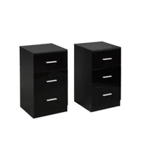 giantex lot de 2 caisson de bureau meuble de rangement avec 3 tiroirs pour lettre,dossiers et documents noir
