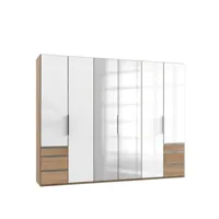 armoire penderie lisea 6 portes 6 tiroirs verre blanc 300 x 236 cm ht 20100891806