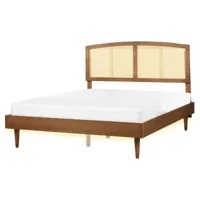 lit double en bois clair avec led 160 x 200 cm varzy 447595
